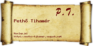 Pethő Tihamér névjegykártya
